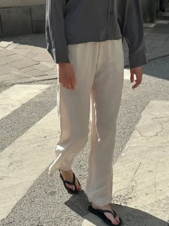 Djerf Avenue Linen Pants Cream - Tall Clearance