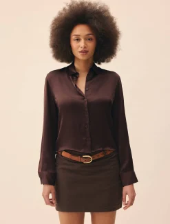 Djerf Avenue Little Viscose Shirt Dark mocha Hot