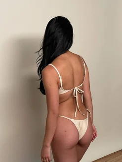 Djerf Avenue Matilda Satin Top Sand Castle