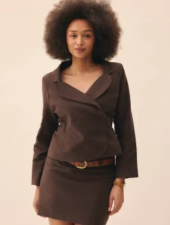 Djerf Avenue Moleskin Blazer Brown Discount