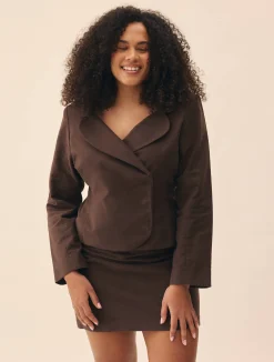 Djerf Avenue Moleskin Blazer Brown Discount