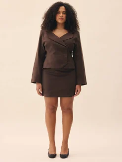 Djerf Avenue Moleskin Mini Skirt Brown Discount
