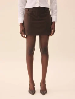Djerf Avenue Moleskin Mini Skirt Brown Discount