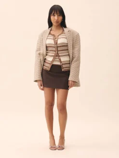 Djerf Avenue Moleskin Mini Skirt Brown Discount