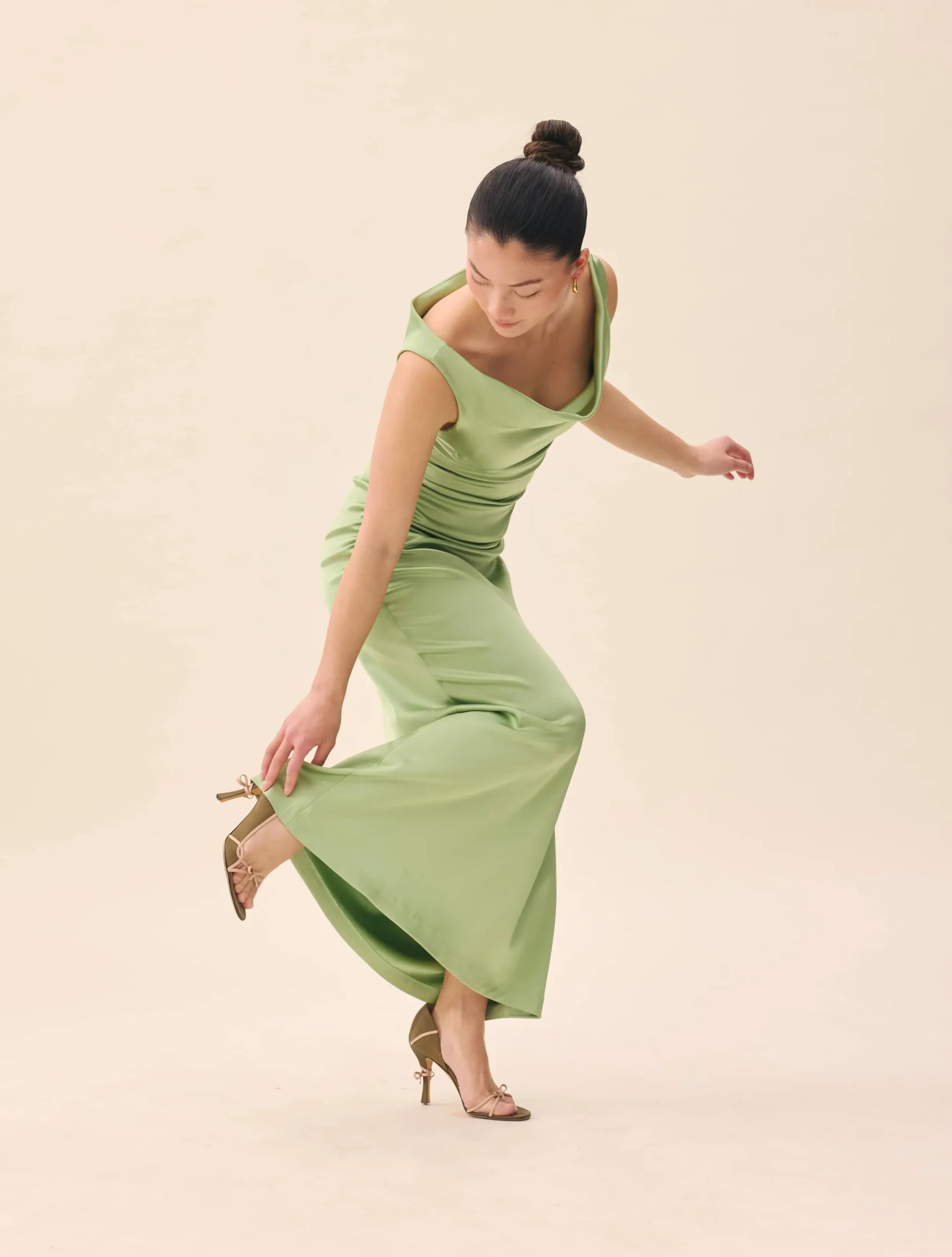 Djerf Avenue Occasion Satin Dress Pistachio Hot