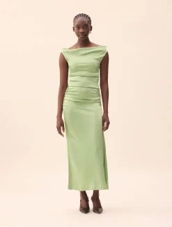 Djerf Avenue Occasion Satin Dress Pistachio Hot
