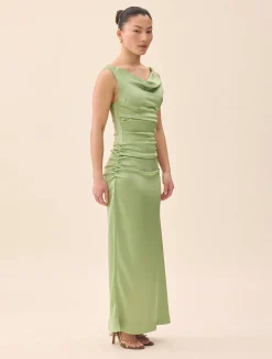 Djerf Avenue Occasion Satin Dress Pistachio Hot