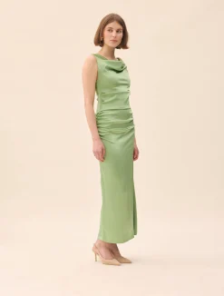 Djerf Avenue Occasion Satin Dress Pistachio Hot