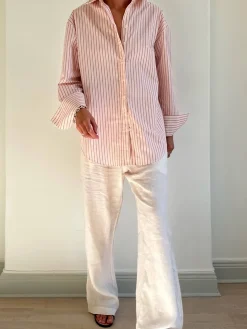 Djerf Avenue Poplin Classic Shirt Pink Stripe Clearance
