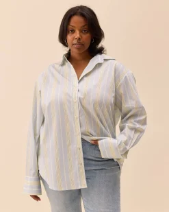 Djerf Avenue Poplin Classic Shirt Slushy Stripe Online