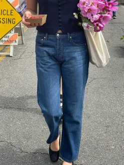 Djerf Avenue Relaxed Jeans Dark Blue Outlet