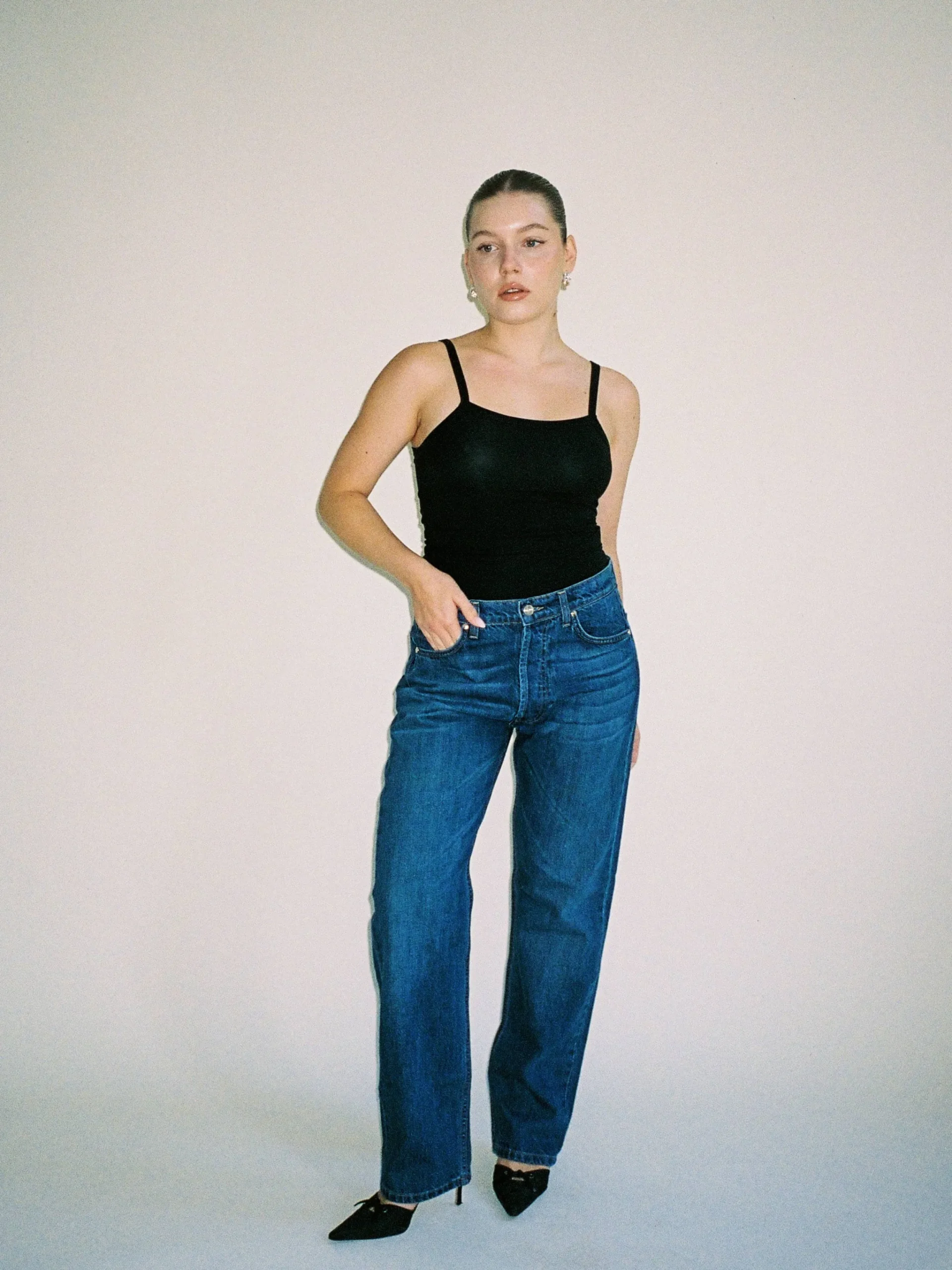 Djerf Avenue Relaxed Jeans Dark Blue Outlet