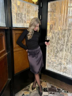 Djerf Avenue Satin A-lined Skirt Anthracite Best