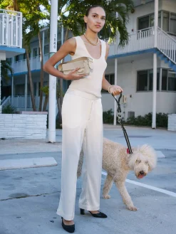 Djerf Avenue Satin Pants Ivory