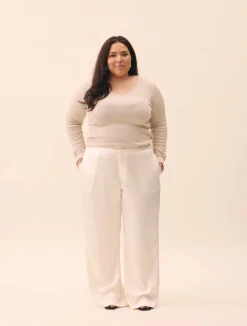 Djerf Avenue Satin Pants Ivory