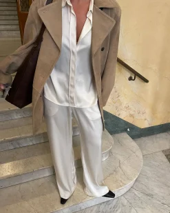Djerf Avenue Satin Pants Ivory