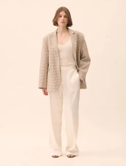 Djerf Avenue Satin Pants Ivory - Tall Hot