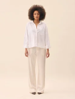 Djerf Avenue Satin Pants Ivory - Tall Hot