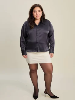 Djerf Avenue Satin Shirt Anthracite Outlet