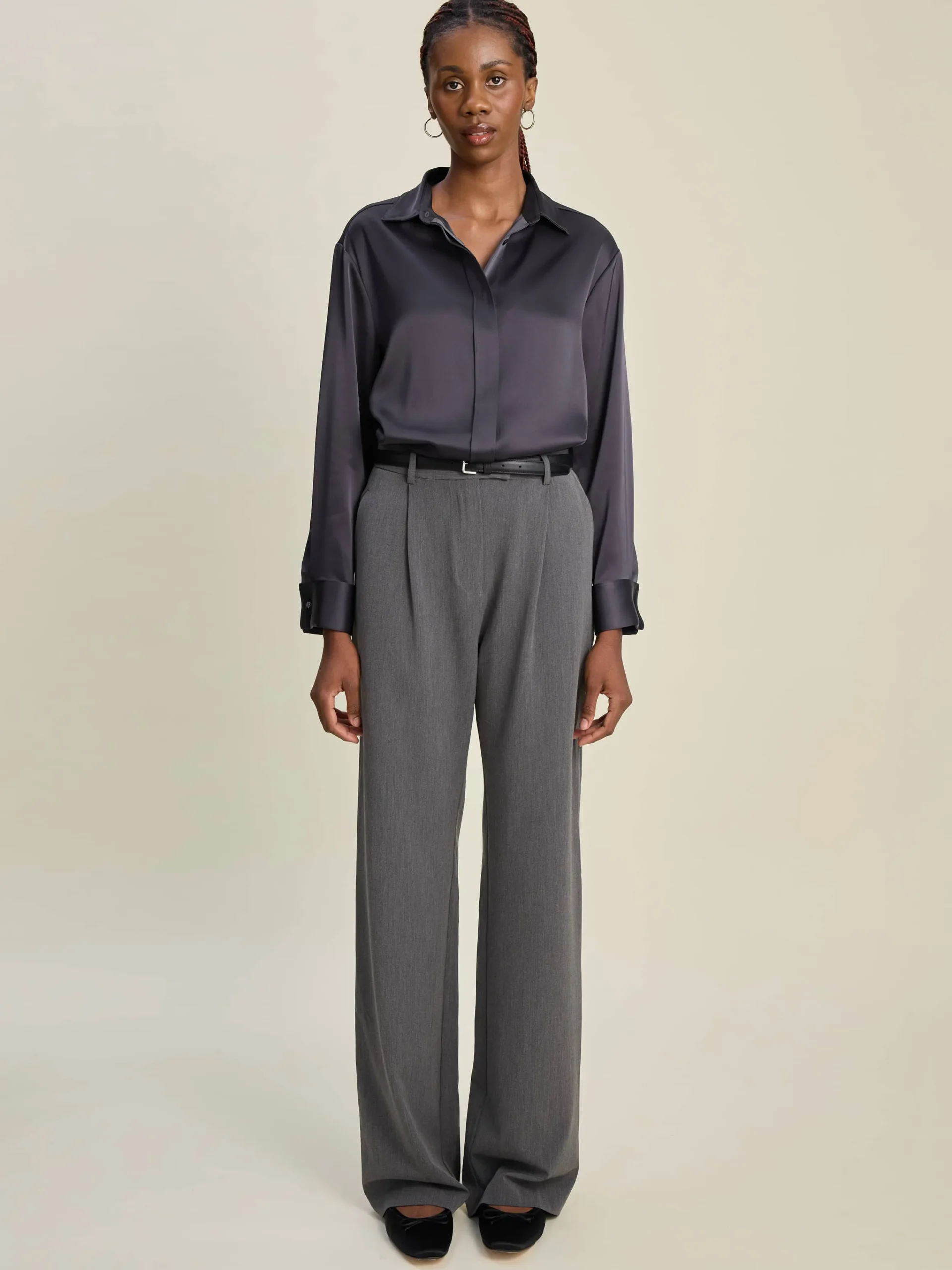 Djerf Avenue Satin Shirt Anthracite Outlet