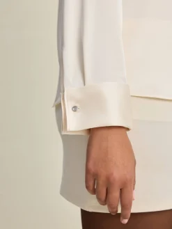Djerf Avenue Satin Shirt Ivory Outlet