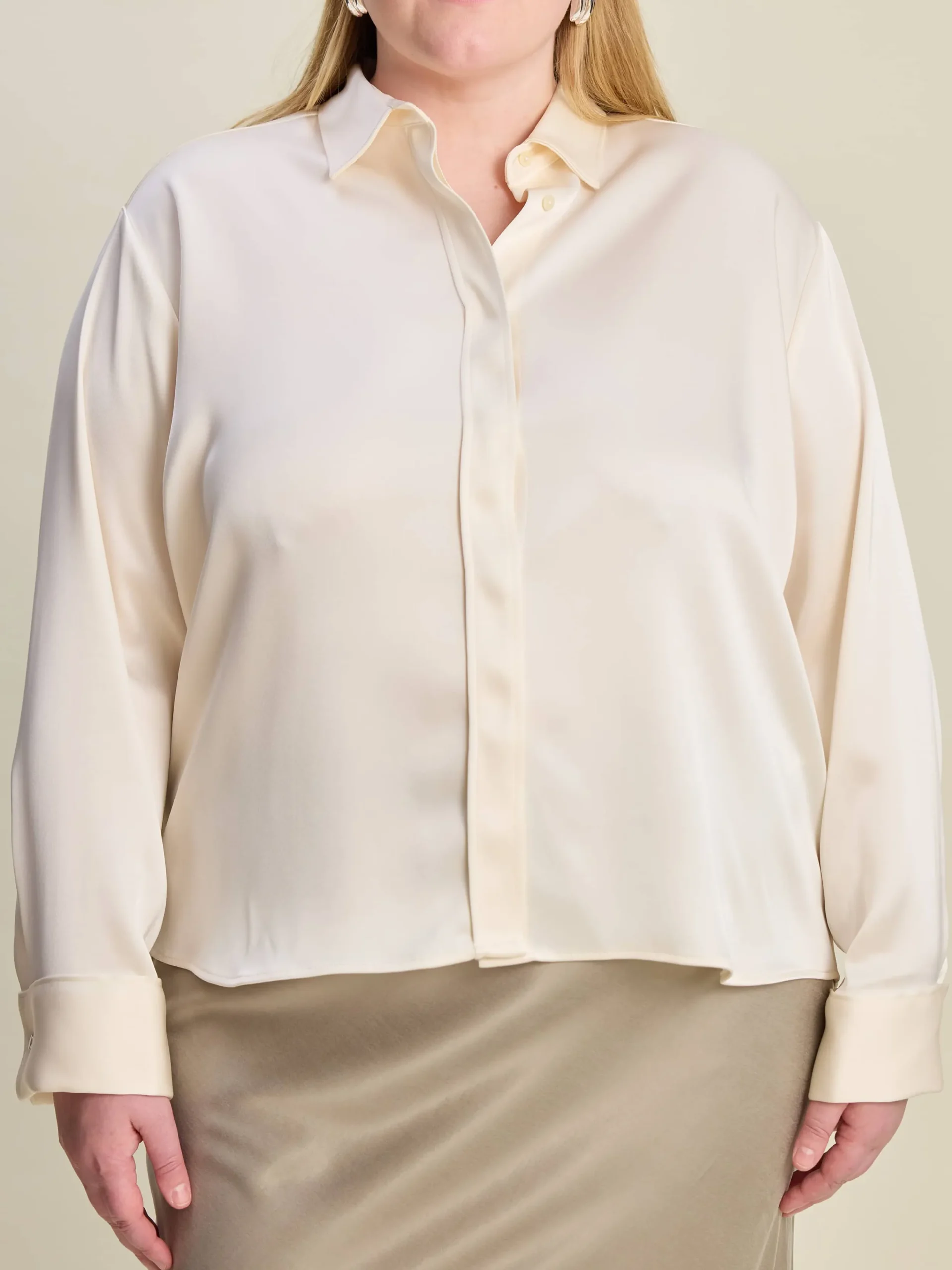 Djerf Avenue Satin Shirt Ivory Outlet