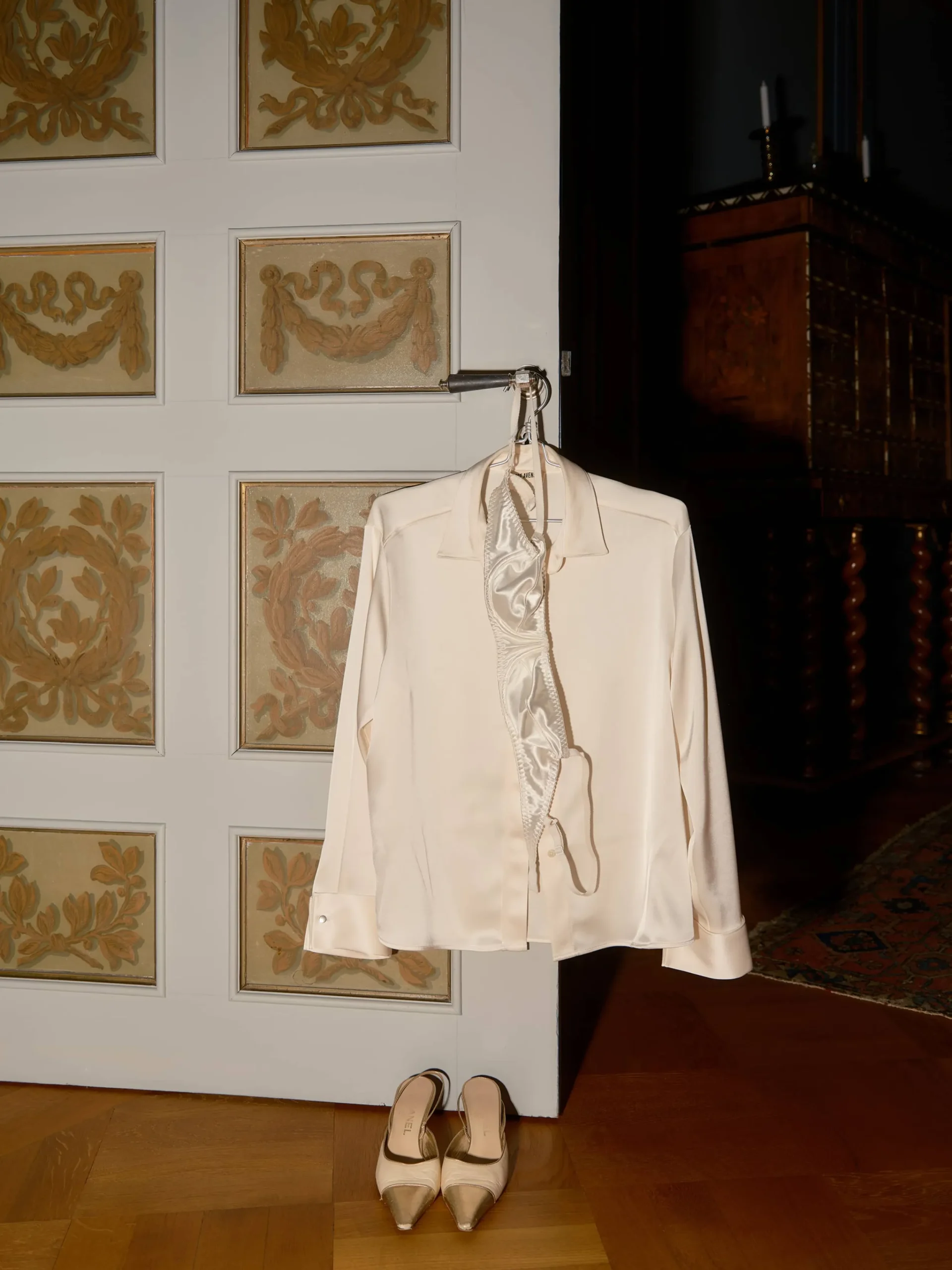 Djerf Avenue Satin Shirt Ivory Outlet