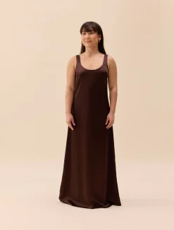 Djerf Avenue Satin Viscose Dress Dark mocha Hot