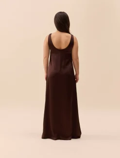 Djerf Avenue Satin Viscose Dress Dark mocha Hot