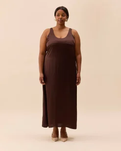 Djerf Avenue Satin Viscose Dress Dark mocha Hot