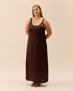 Djerf Avenue Satin Viscose Dress Dark mocha Hot