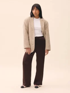 Djerf Avenue Satin Viscose Pants Dark mocha