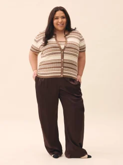 Djerf Avenue Satin Viscose Pants Dark mocha