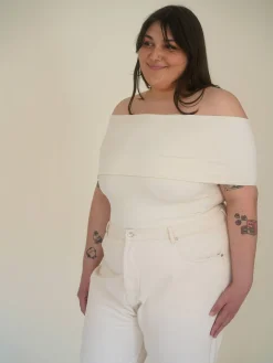 Djerf Avenue Selenite Off Shoulder Top Cream