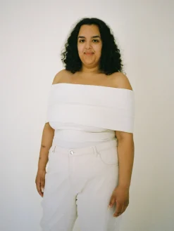 Djerf Avenue Selenite Off Shoulder Top Cream
