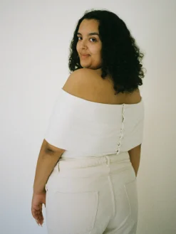 Djerf Avenue Selenite Off Shoulder Top Cream
