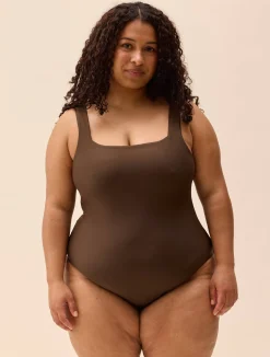 Djerf Avenue Square Neck Swimsuit Cocoa New
