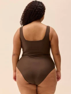 Djerf Avenue Square Neck Swimsuit Cocoa New