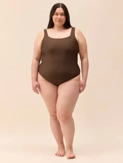 Djerf Avenue Square Neck Swimsuit Cocoa New