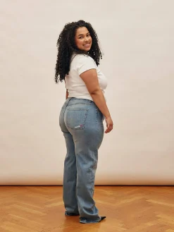 Djerf Avenue Straight Jeans Mid Blue Outlet