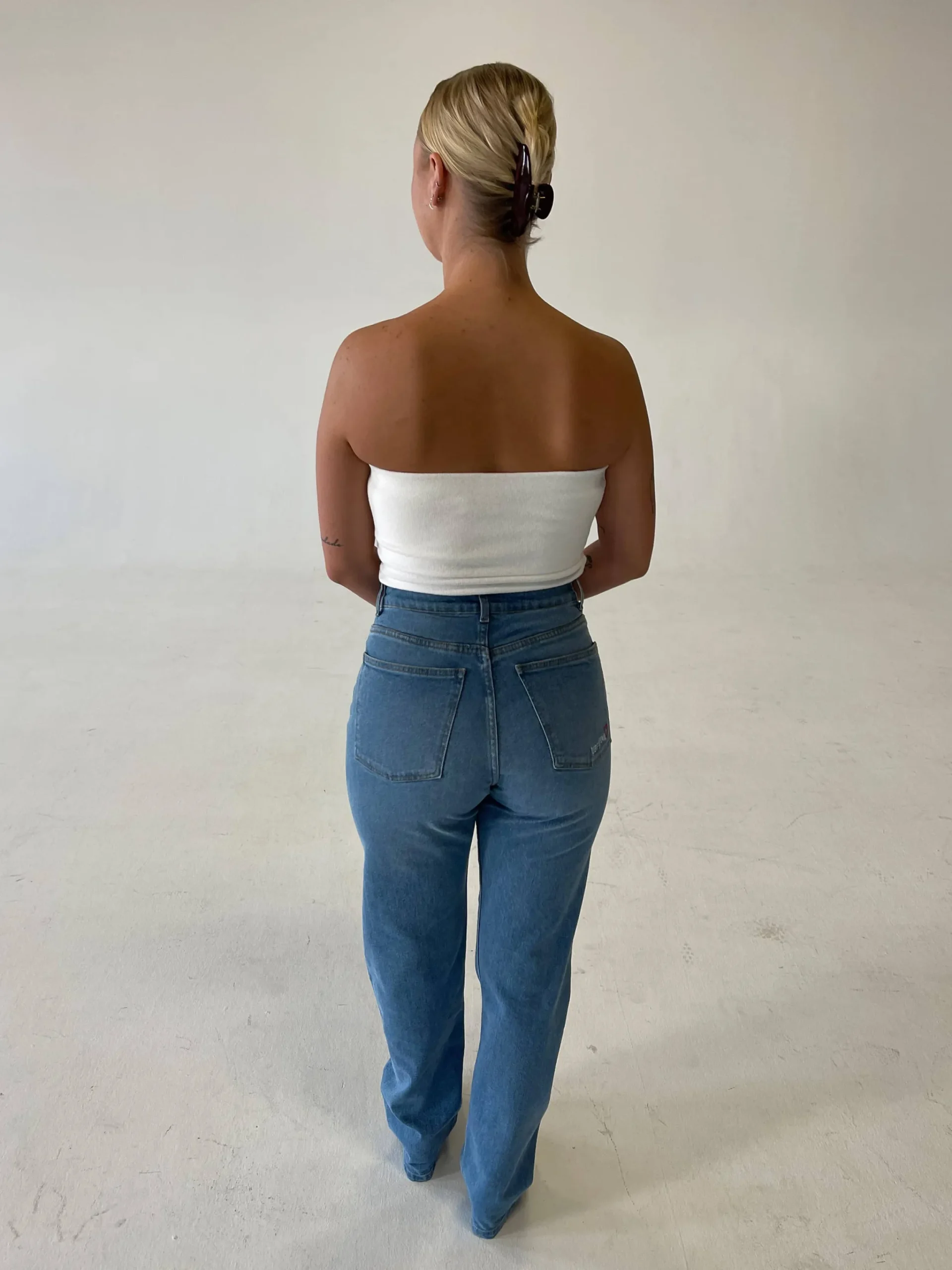 Djerf Avenue Straight Jeans Mid Blue Outlet