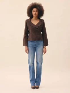 Djerf Avenue Straight Jeans Mid Blue Outlet