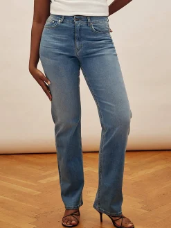 Djerf Avenue Straight Jeans Mid Blue - Tall