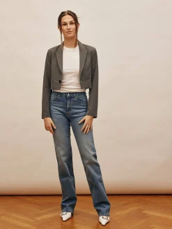 Djerf Avenue Straight Jeans Mid Blue - Tall