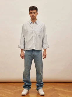 Djerf Avenue Straight Jeans Mid Blue - Tall