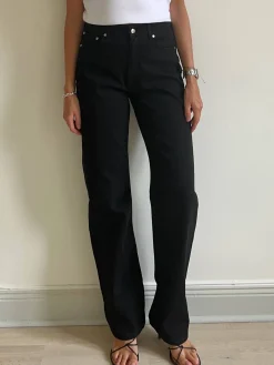 Djerf Avenue Straight Jeans Midnight Black Online