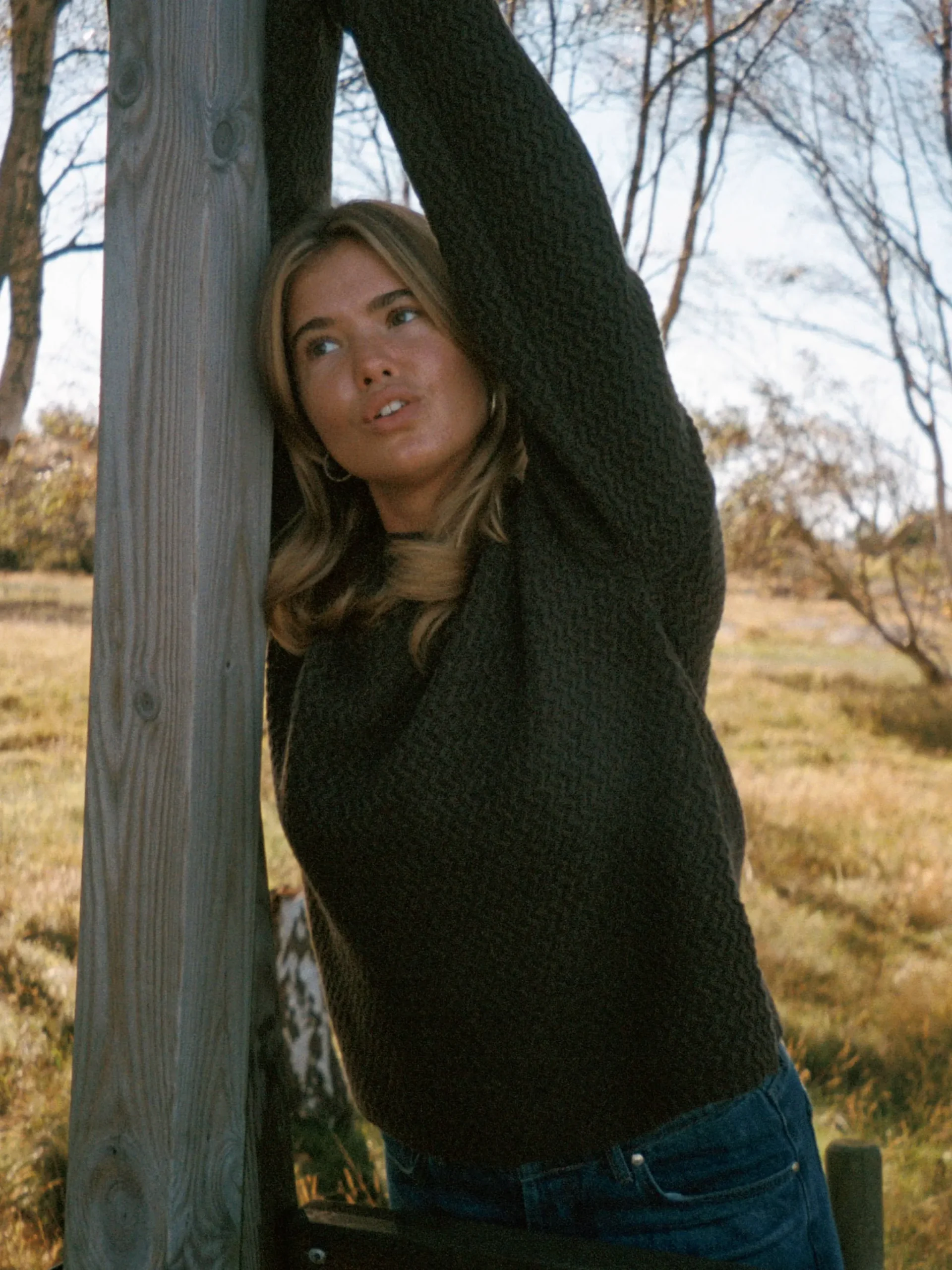 Djerf Avenue Structured Wool Sweater Dark Chocolate