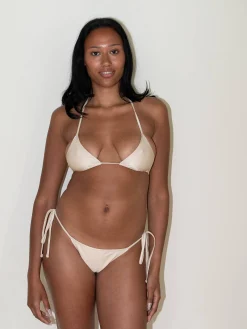 Djerf Avenue Sunrise Satin Bikini Top Sand Castle Clearance