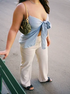 Djerf Avenue Tie Tank Top Baby Blue Sale