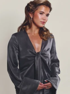 Djerf Avenue Tie Top Long Sleeve Storm Sale